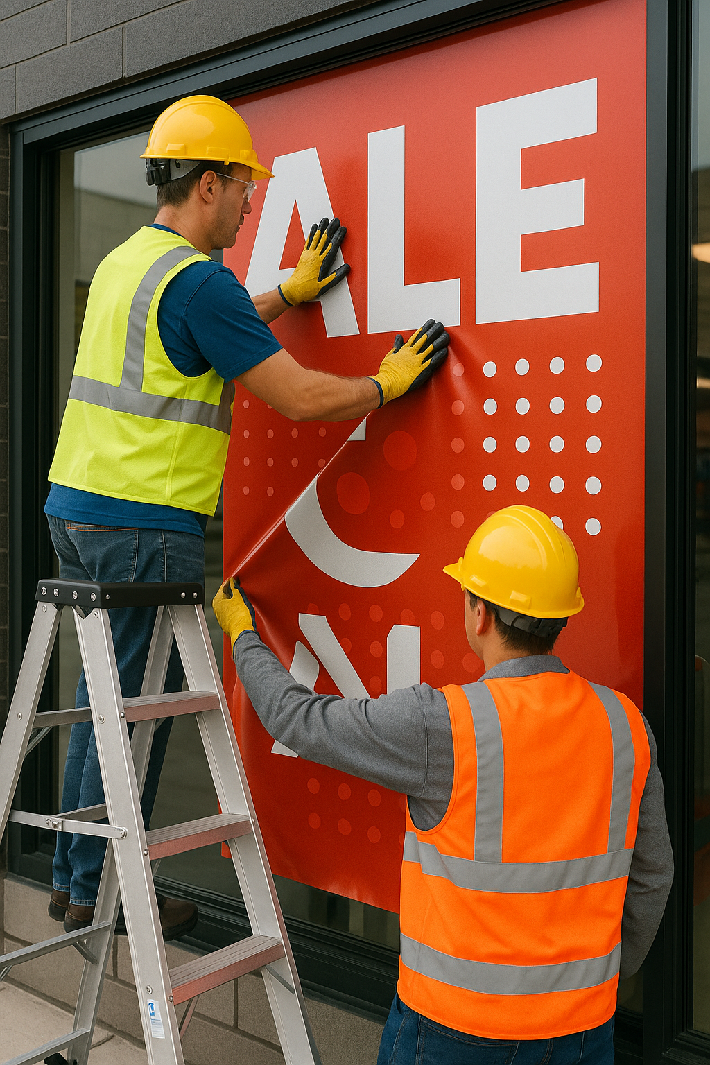 Colocación de vinilos en local